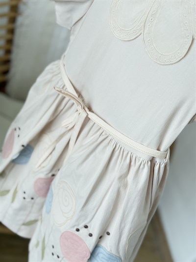 Amelia Astarlı Elbise - Krem (5yaş-8 yaş)