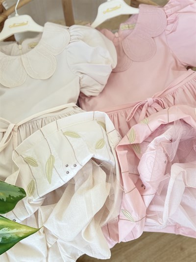 Amelia Astarlı Elbise - Pudra (5yaş-8 yaş)