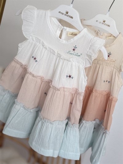 Lily Kaneviçe Detay Elbise - Bej (3yaş-6yaş)