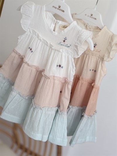 Lily Kaneviçe  Detay Elbise - Bej (9ay-36ay)