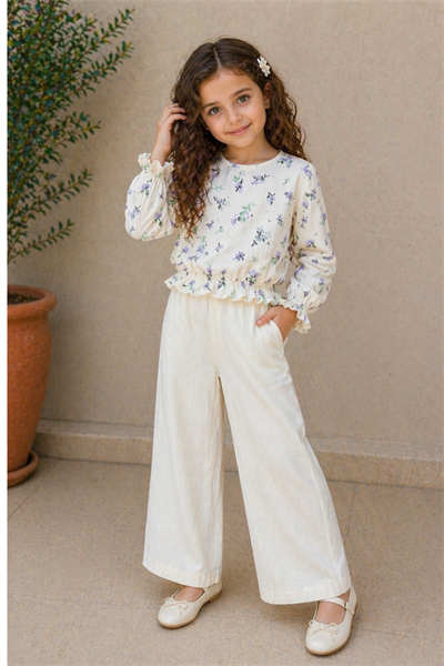 Çiçekli 2 li Takım - Lila (3-12Yaş)