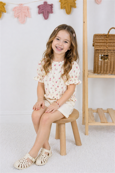 Çiçekli Şortlu Takım - Pembe (3-12Yaş)