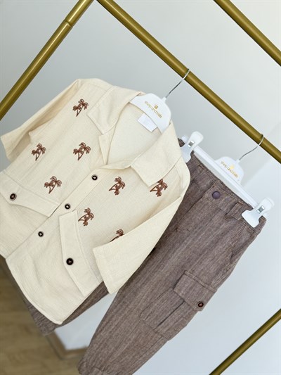 Müslin Life Gömlek Şort 2 li Takım - Bej (2-6yaş)