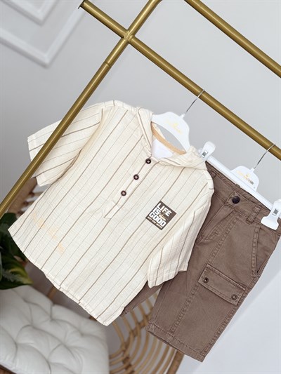 Müslin Life Gömlek Şort 2 li Takım - Bej (2-6yaş)