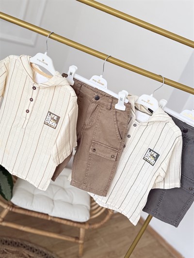 Müslin Life Gömlekli Şortlu 2 li Takım - Haki (2-6yaş)