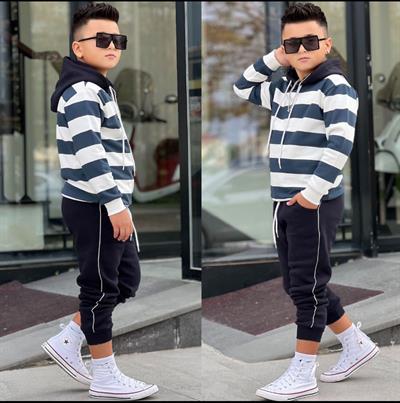 Çizgili Kapüsonlu Takım- Lacivert (8-16 yaş aralığı)