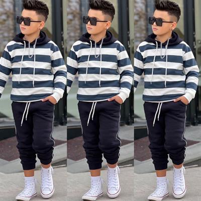 Çizgili Kapüsonlu Takım- Lacivert (8-16 yaş aralığı)