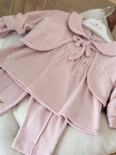 Daisy Bolerolu 3 lü Takım - Pudra  (6ay-18ay)