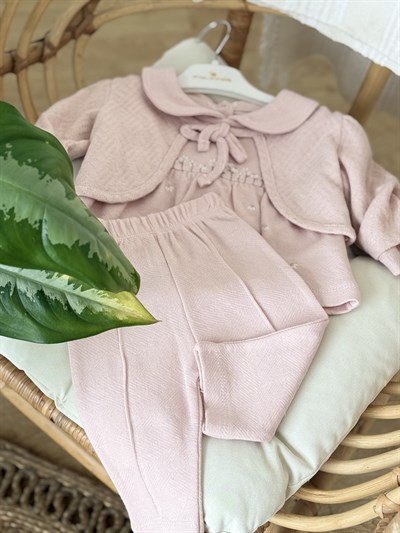 Daisy Bolerolu 3 lü Takım - Pudra  (6ay-18ay)