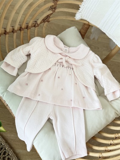 Daisy Bolerolu 3 lü Takım - Soft Pembe  (6ay-18ay)