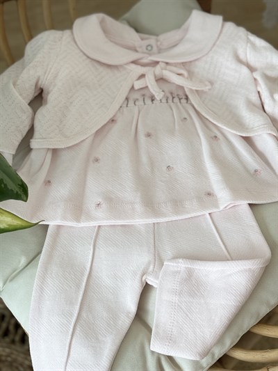 Daisy Bolerolu 3 lü Takım - Soft Pembe  (6ay-18ay)