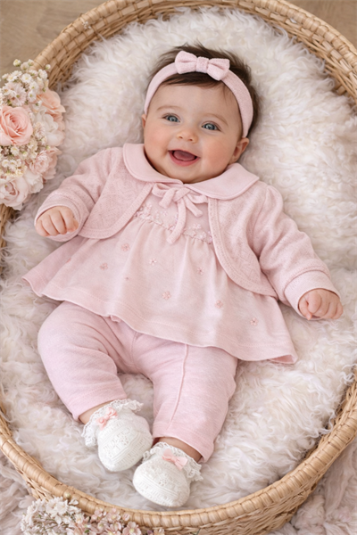 Daisy Bolerolu 3 lü Takım - Soft Pembe  (6ay-18ay)