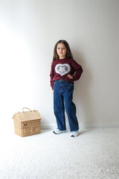 Dantel Kalp Detay Takım- Bordo(3-10yaş)