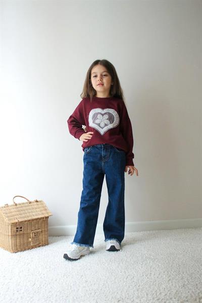 Dantel Kalp Detay Takım- Bordo(3-10yaş)