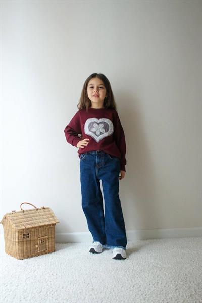 Dantel Kalp Detay Takım- Bordo(3-10yaş)