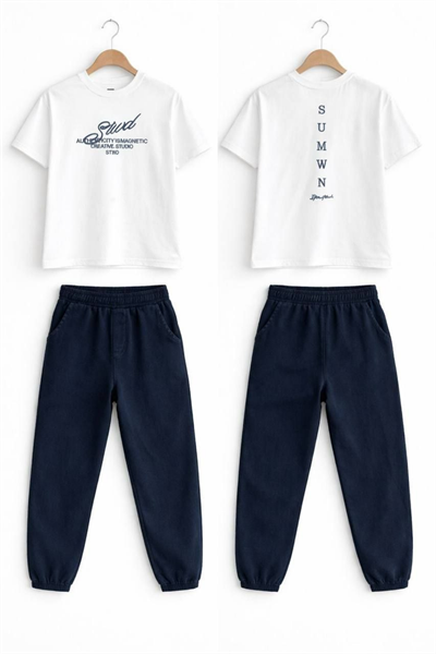 Gabardin Pantolonlu Takım - Beyaz (3-12Yaş)