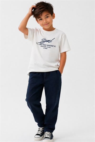 Gabardin Pantolonlu Takım - Beyaz (3-12Yaş)