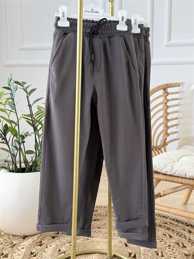 double Paça Şardonlu Pantolon- Antrasit (6-16 yaş)