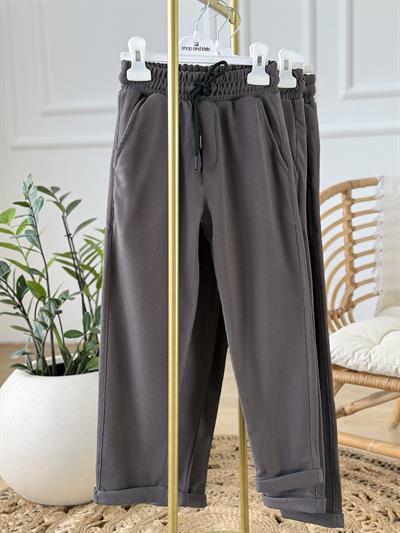 double Paça Şardonlu Pantolon- Antrasit (6-16 yaş)