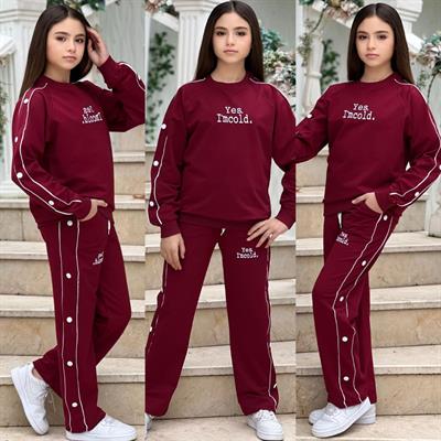 Yes Im Cold Kız Çocuk Eşofman Takım-Bordo(8-16 yaş aralığı)