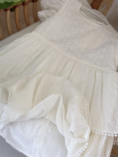 Ella Güpürlü Elbise - Beyaz (2yaş-10yaş)