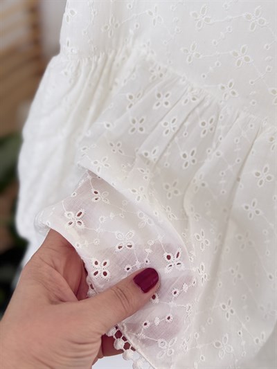 Ella Güpürlü Elbise - Beyaz (2yaş-10yaş)