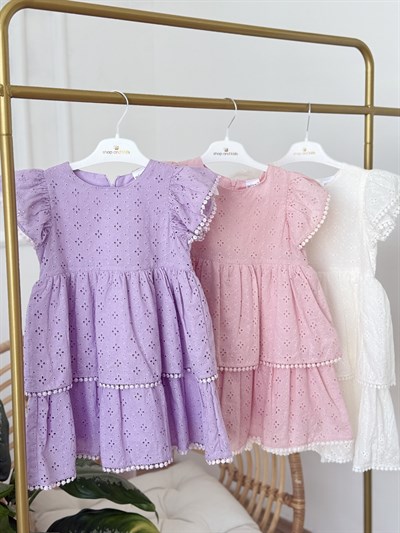 Ella Güpürlü Elbise - Beyaz (2yaş-10yaş)