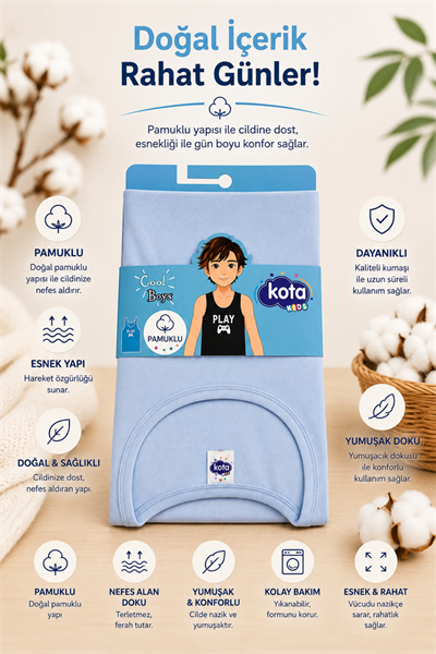 Erkek Çocuk Atlet-  Mavi (7-14 yaş aralığı)