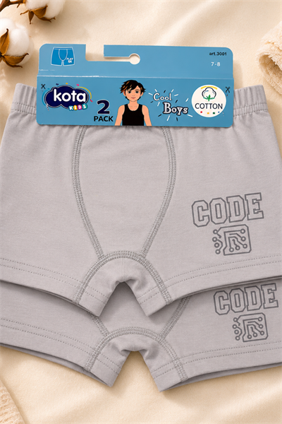 Erkek Çocuk Boxer 2li- Koyu Gri (7-12 yaş aralığı)