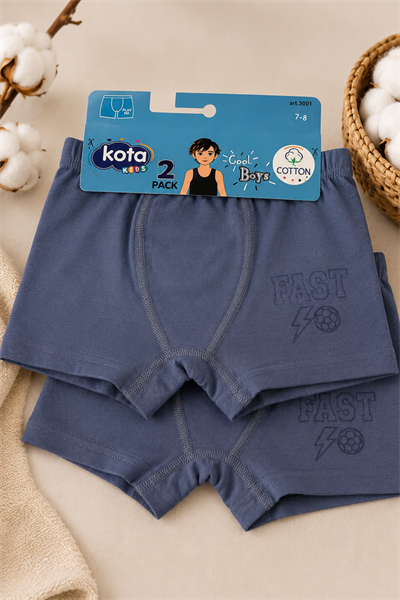Erkek Çocuk Boxer 2li- Koyu Mavi (7-12 yaş aralığı)