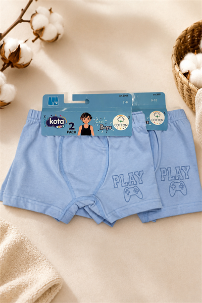 Erkek Çocuk Boxer 2li- Mavi (7-12 yaş aralığı)