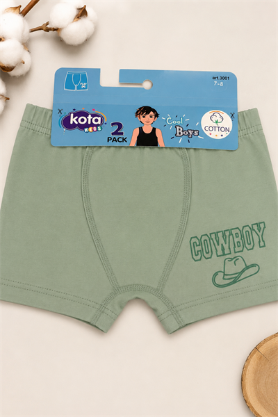 Erkek Çocuk Boxer 2li- Yeşil (7-12 yaş aralığı)