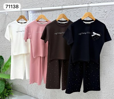 Feeling Taşlı Takım - Pudra (5-14 yaş)