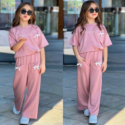 Feeling Taşlı Takım - Pudra (5-14 yaş)