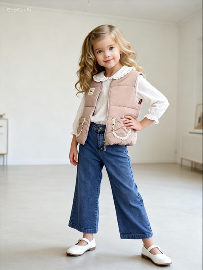 Fisto Detay Yelekli 3 lü Takım -Bej (2-5yaş)