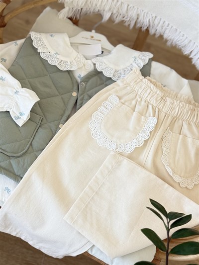 Fisto Detay Yelekli 3 lü Takım -Mint (2-5yaş)