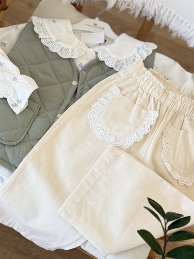 Fisto Detay Yelekli 3 lü Takım -Mint (2-5yaş)