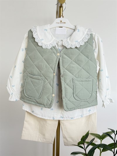 Fisto Detay Yelekli 3 lü Takım -Mint (2-5yaş)