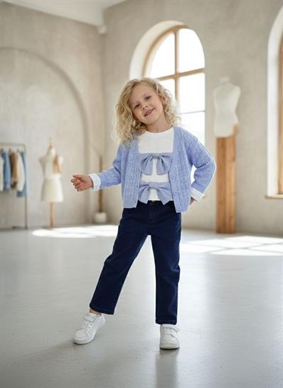 Fiyonk Detay Hırkalı Takım-Mavi(2-10yaş aralığı)