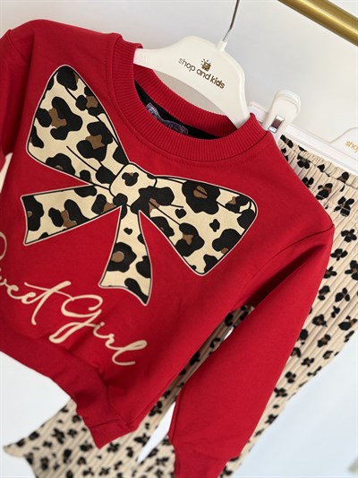 Fiyonk Sweat Girl Takım -Kırmızı(2-5