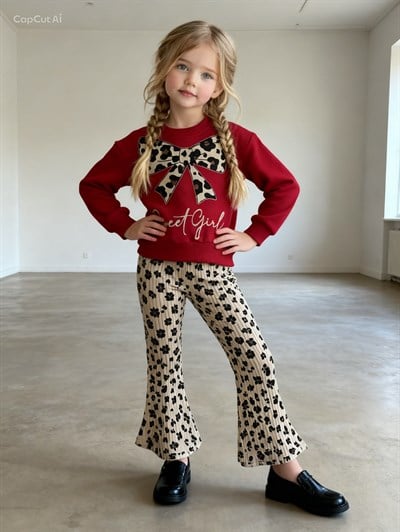 Fiyonk Sweat Girl Takım -Kırmızı(2-5