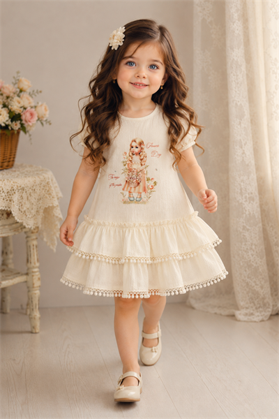 Flowers Day Elbise - Beyaz (1-4yaş)