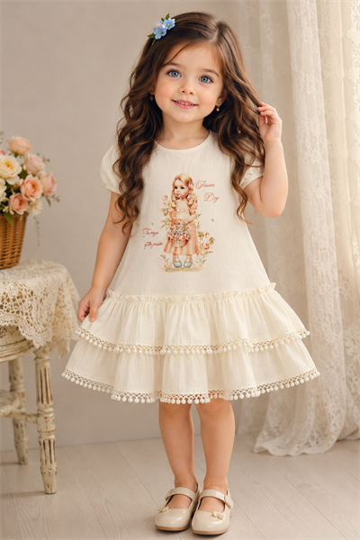 Flowers Day Elbise - Beyaz (1-4yaş)