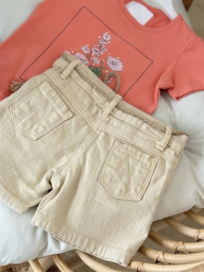 Flowers Şortlu Takım - Somon (2yaş-5yaş)