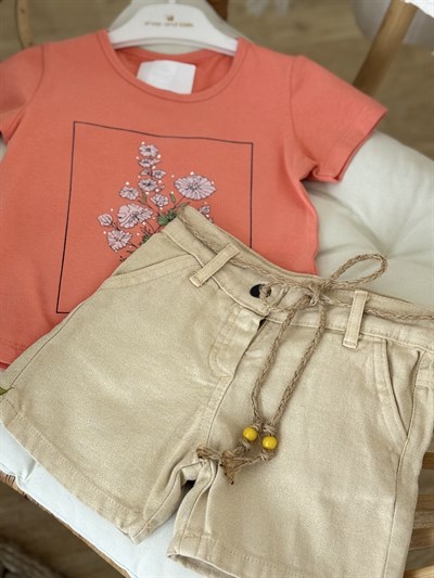 Flowers Şortlu Takım - Somon (2yaş-5yaş)
