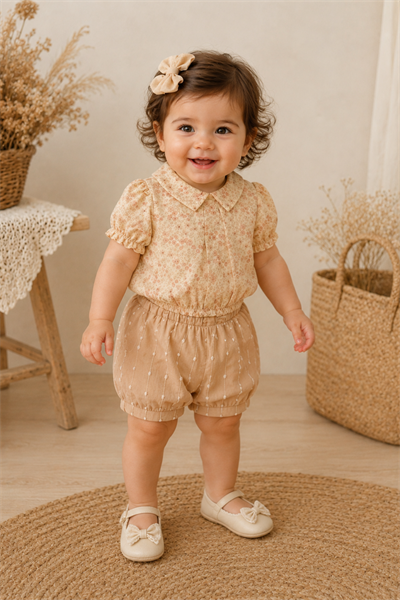 Flowery Vintage 2 li Takım - Bej (6ay-36ay)
