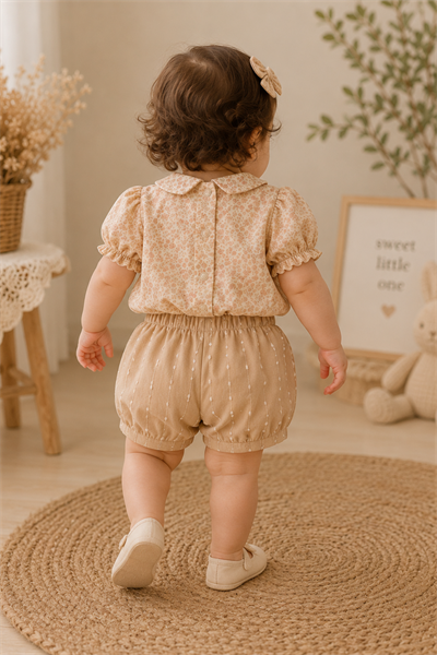 Flowery Vintage 2 li Takım - Bej (6ay-36ay)