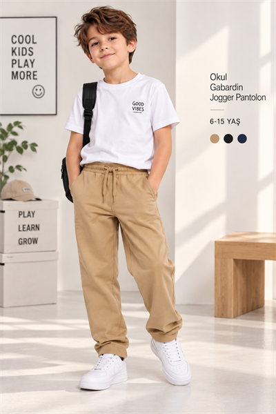 Gabardin Jogger Pantolon-Camel(5-15 yaş aralığı)