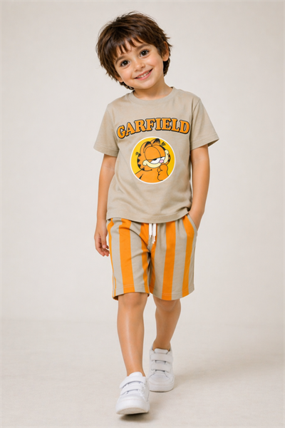 Garfield Şortlu Takım (9227) - Bej (3-10Yaş)