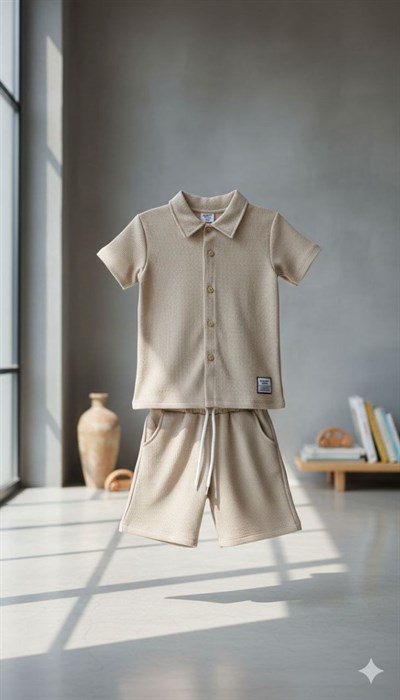 Gömlekli Şortlu Takım - Bej (2-10Yaş)